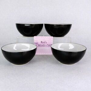 Home Target Black & White Soft Square Stoneware 6" Soup Cereal Bowls Set of 4